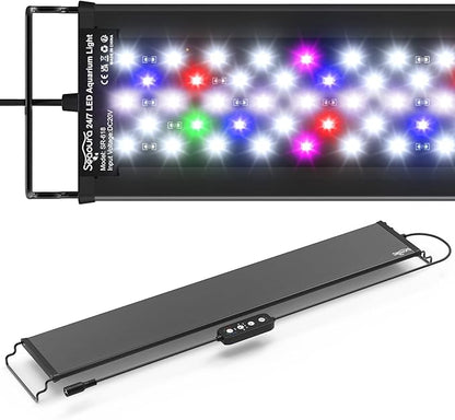 SEAOURA Led Aquarium Light for 24 Inch to 30 Inch Fish Tank, 24/7 Cycle and DIY Mode, Full Spectrum, 7 Colors, Auto On/Off, Adjustable Timer/Brightness, 22W Fish Tank Lights with Extendable Bracket