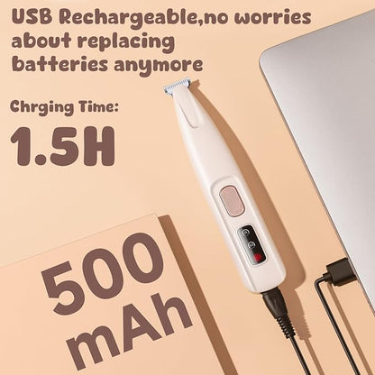 Dog Paw Trimmer,Pet Micro Precision Trimmer for Paws,Cordless Dog Clipper with Led Light,Paw Trimmer for Dogs Cats,USB Rechargeable Low Noise Dog Grooming for Paws,Face,Ears,Eyes,Hair