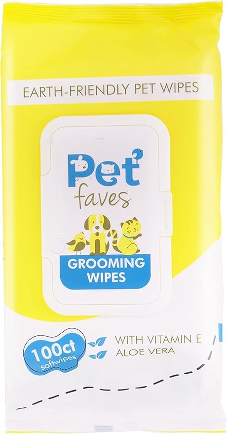 Pet Faves Dog Wipes for Cleaning and Deodorizing | Hypoallergenic Grooming Wipes for Paws and Butt, Clean Face & Body Between Baths, Plant Based Natural Pet Wipes for Dogs and Puppy (100 Count)