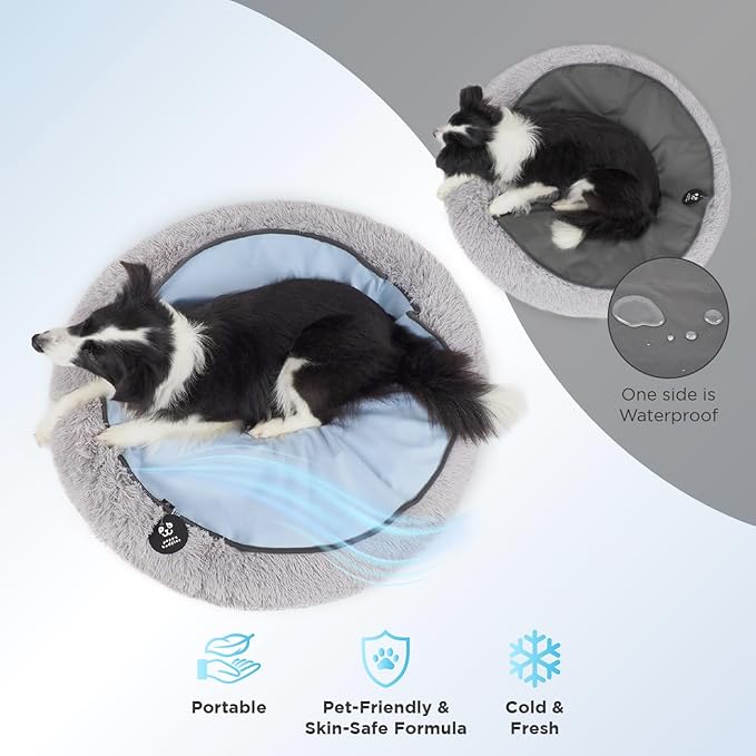 Small Donut Dog Bed, Calming Dog Bed Washable Ideal for Small to Large Dogs and Cats & Round Dog Bed,Anti-Anxiety Multiple Sizes (Beige, Combo Small (23" L x 23" W x 7" Th))