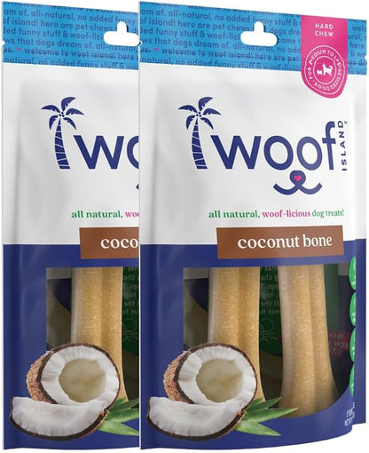 5" Coconut Dog Bones - Premium, All Natural Coconut Dog Treats - Healthy Puppy Treats & Vitamin Rich Rawhide Free Dog Chews - (2 Pack)
