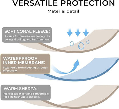 Luciphia Waterproof Blanket for Large Dogs Washable Pet Bed Cover Soft Fluffy Puppy Blanket with Premium Fleece Cozy Calming Cat Blankets for Indoor Cats Beige 85x57 inch