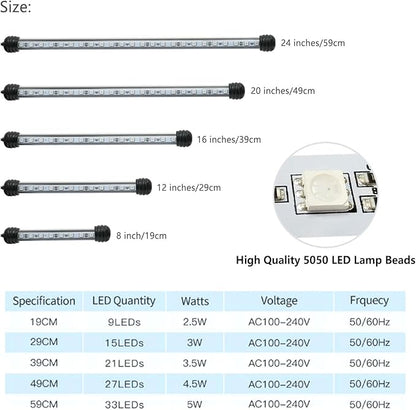 Smart Submersible Aquarium Light with App Timer, 23 Inches LED Fish Tank Light, RGB 16 Million Colors Changing, 7/24 On/Off Automatic, Aquarium Lighting
