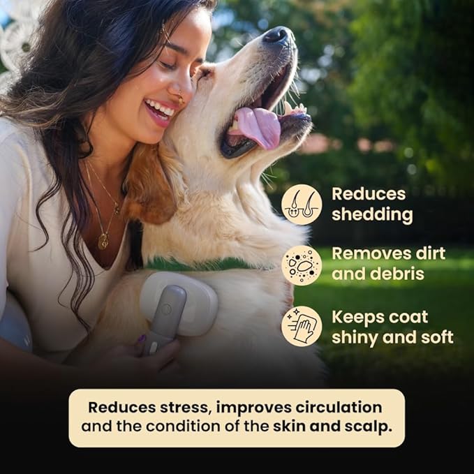 Bark&Bliss Self Cleaning Slicker Brush  Skin-Friendly Deshedding Grooming Tool for Dogs & Cats, Suitable for Shedding & Long-Haired Pets, Puppy Brush, Pet Grooming Brush, Cat Brush for Shedding