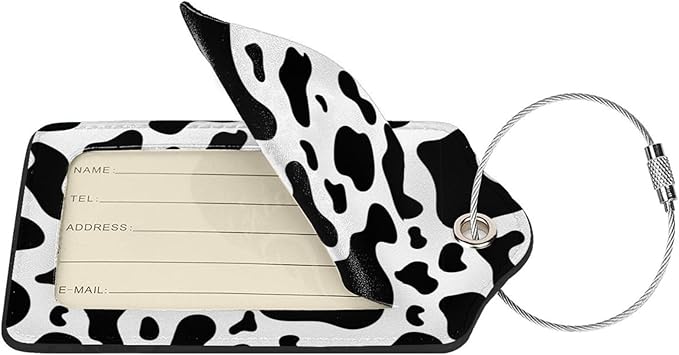 2 Pcs Cow Print Luggage Tag for Suitcase, Identifiers Privacy Cover ID Label with Steel Loop, Cute Cow Decor Tags Birthday Gift for Men Women Outdoor Travel Father's Mother's Day