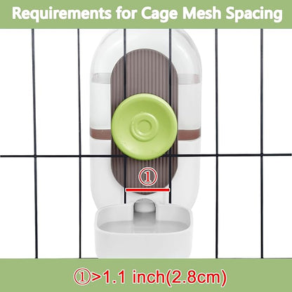 28oz Hanging Automatic Water Dispenserï¼_abbit Water Bottle,Bunny Guinea Pig Ferret Water Bowl for Cage,Suitable for Small Animal Puppies(Cage Grid Spacing Over 1.2'')