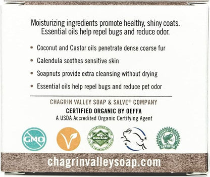 Certified Organic Dog Shampoo and Conditioner - Dog Shampoo Itchy Skin Relief and Puppy Essentials - Natural Handmade Cedarwood Lavender, 3.8 oz Bar Soap - Chagrin Valley Soap & Salve