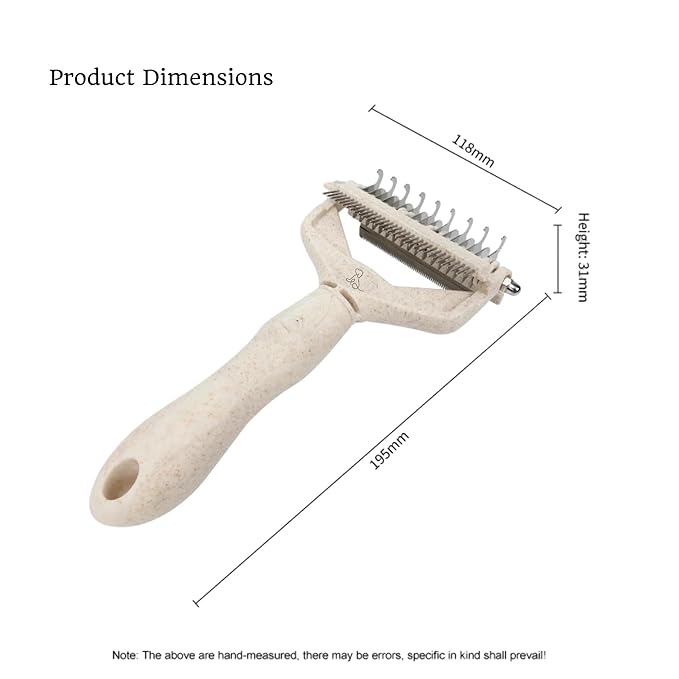 3 in 1 biodegradable Dog and Cat grooming tool for shedding and dematting easy to use and clean, Beige