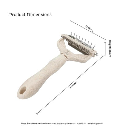 3 in 1 biodegradable Dog and Cat grooming tool for shedding and dematting easy to use and clean, Beige