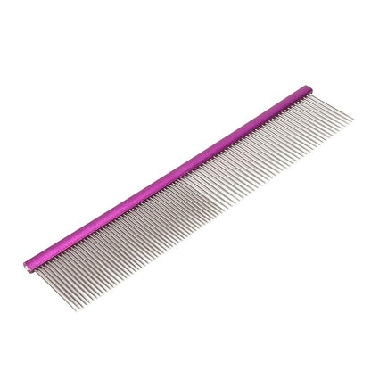 Greyhound Comb For Dogs, Metal Comb For Dogs Metal Dog Comb Cat Comb For Removing and Knots Dog Combs with Rounded Ends Grooming Tool For Long Short Haired Dog (Purple
