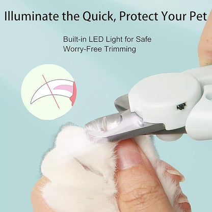 Cat Nail Clippers, EliaValth LED Dog Nail Clippers, Dog Nail Trimmers, Nail Grinder and Toenail Clippers for Thick Nails, Grooming Tool with Ergonomic Handle, Suitable for Small and Large Pets Yellow