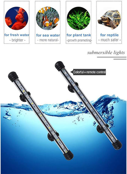 MQ 23 in Submersible LED Aquarium Light, 9W Color Changing Fish Tank Light with Remote Control, IP68 Crystal Glass 30 LEDs Lights Bar, for Fish Tank 30-37 inch