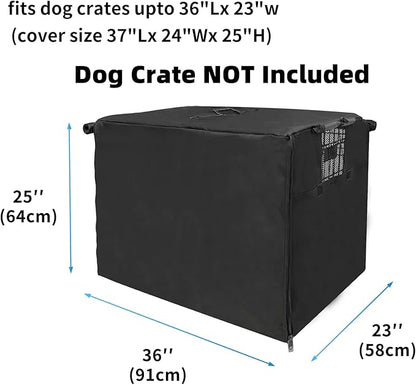 36 Inch Dog Crate Cover,Pet Kennel Cover for Wire Large Dog Cage with1 2 3 Doors. Durable Waterproof 600D Oxford Fabric Indoor/Outdoor Black