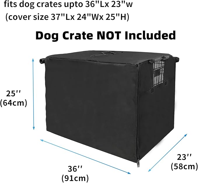 36 Inch Dog Crate Cover,Pet Kennel Cover for Wire Large Dog Cage with1 2 3 Doors. Durable Waterproof 600D Oxford Fabric Indoor/Outdoor Black