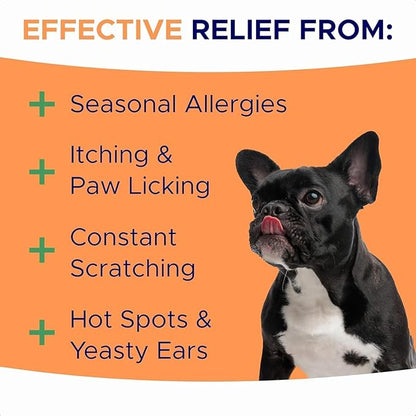 Dog Allergy Relief Chews — Anti-Itch Skin & Coat Supplement: No Fillers, Just Flavor - Itchy Skin Relief Treatment w/Omega 3 Fish Oil - Itching&Paw Licking - 360Ct (Smoked Duck)