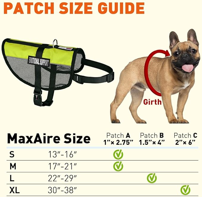 Dogline MaxAire Multi-Purpose Mesh Vest for Dogs and 2 Removable Emotional Support Patches, Large, Green
