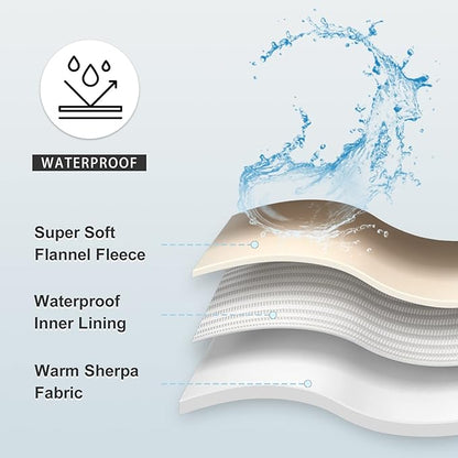 Waterproof Blanket for Bed Couch Sofa, Soft Liquid Pee Proof Pet Blanket for Dog Puppy Cat, Reversible Sherpa Fleece Blanket for Furniture Protector (Brown, 50x60 inches)