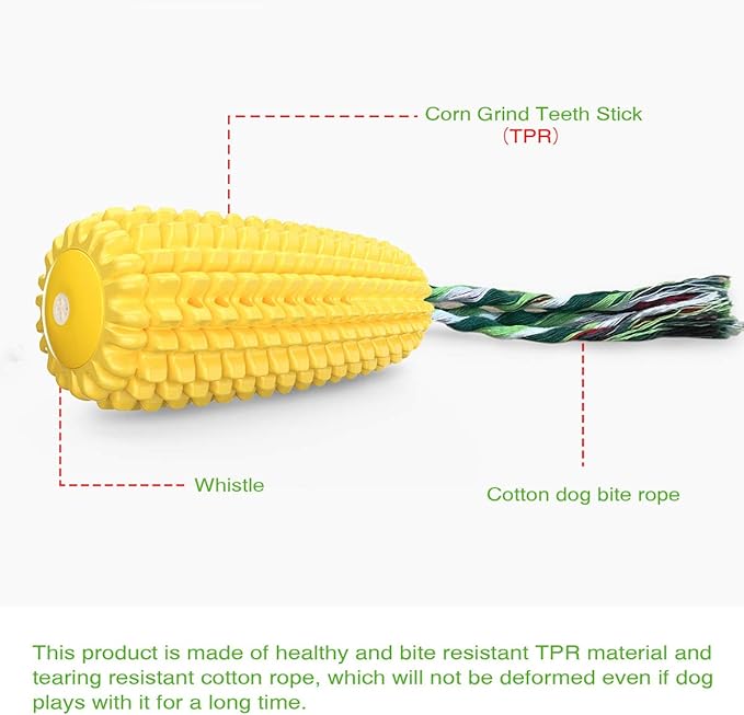 Carllg Dog Chew Toys for Aggressive Chewers, Indestructible Tough Durable Squeaky Interactive Dog Toys, Puppy Teeth Chew Corn Stick Toy for Small Meduium Large Breed
