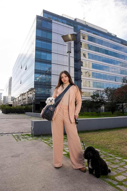 Noah & Paw Dog Sling Carrier for Small Dogs 5-18lb, Dog Sling for Small Dogs and Cats, Dog Carrier with Adjustable Padded Strap, Vegan Leather Lined with Fur, Double Safety Feature, Machine Washable