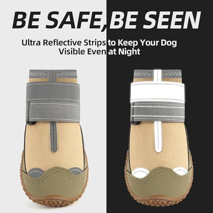 Dog Shoes for Small Dogs, Dog Boots & Paw Protectors for Hardwood Floors, Outdoor Dog Booties for Hot Pavement Winter Snow Hiking, Waterproof Dog Shoes with Reflective Strips Size 2