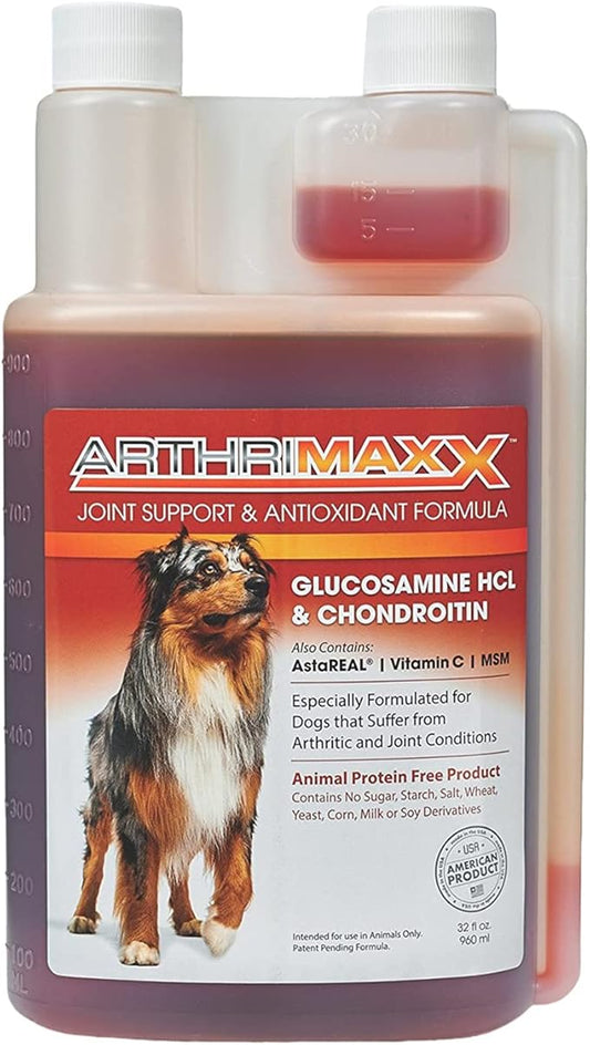 Dog Supplement for Joint Inflammation & Arthritis, Naturally Potent Dog Joint Care, Antioxidant Formula with MSM, Chondroitin, Vitamin C, & Glucosamine for Dogs, 32 fl oz