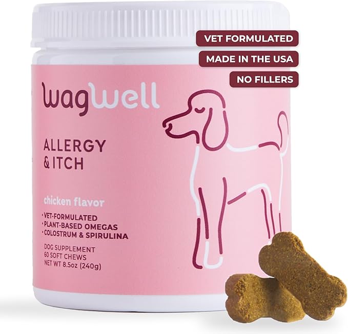 WagWell Allergy and Itch Chews & Calming Chews Bundle - Itch Relief and Digestive Health - Anxiety Relief