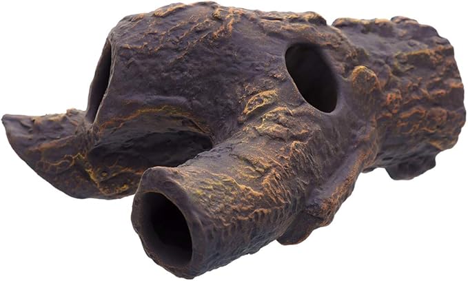 Plecoceramics Aquarium Ceramic Decorations Cave Betta Stone Decor - Aquarium Fish Tank Hideway Decor for breeding Cichlids Plecos Betta Toys Hideout (Snag)