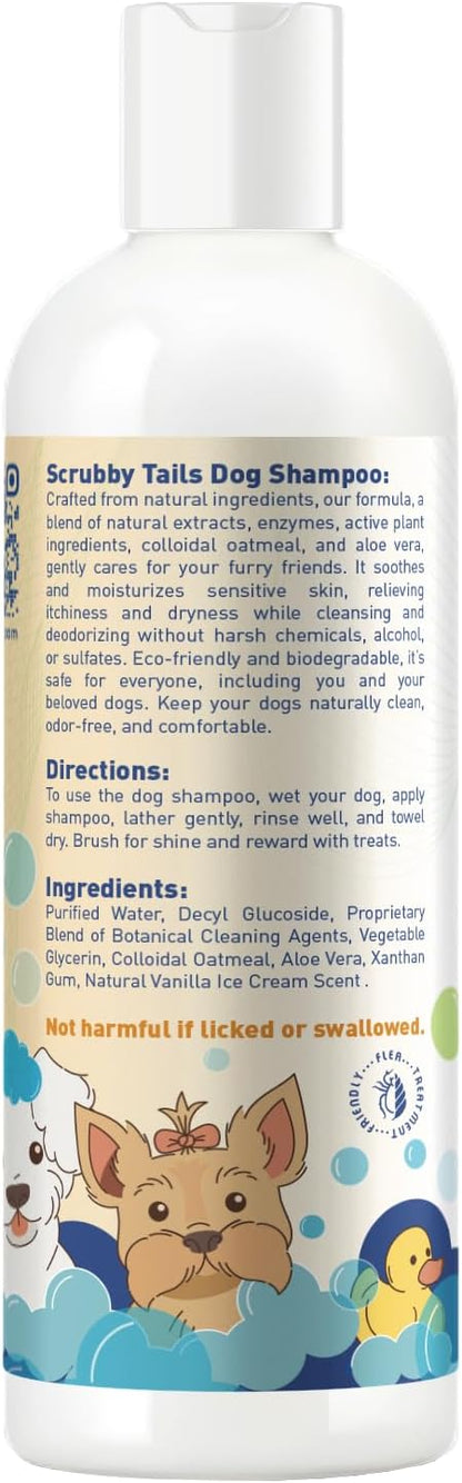 Organic Dog Shampoo - Puppy Oatmeal Shampoo for Itchy Skin Relief - Hypoallergenic for Sensitive Skin, for Dogs of All Ages, Deodorizes, Tearless, Made in USA, 16oz (Vanilla Ice Cream)