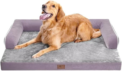 Orthopedic Large Dog Bed Washable, Orthopedic Dog Bed with Removable Bolsters, Washable Dog Beds Cover for Large Dogs, Waterproof Pet Beds and Non-Slip Bottom, Extra Purple Large Dog Bed