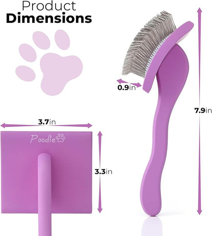 POODLIE Slicker Brush for Dogs - Detangling Dog Brushes for Grooming with Soft Bristles & Long Pins - Professional Cat Deshedding Tool to Removes Tangles & Dirt (Large)