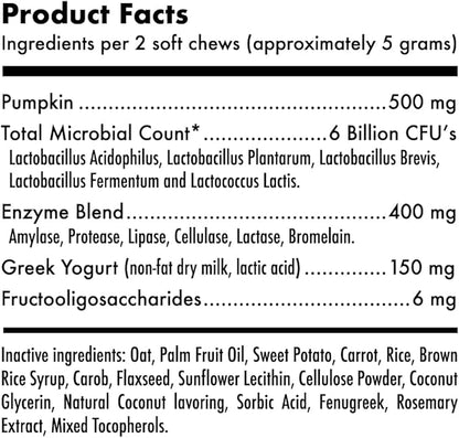 Probiotics for Dogs Natural Digestive Enzymes Prebiotics for Allergy Itch Relief Gut Flora Coprophagia Bowel Support Treatment Anti Diarrhea for Dogs Pet Health Immune System Support 120 Soft Chews