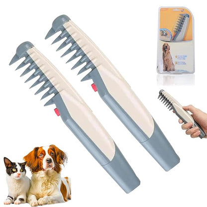 Cat Brush for Shedding - Electric Adjustable Dogs Comb, Comb and Trim 2-In-1 Pet Hair Removal Tool, Suitable for Detangling Tangled Hair on Cats and Dogs (2 Pcs)