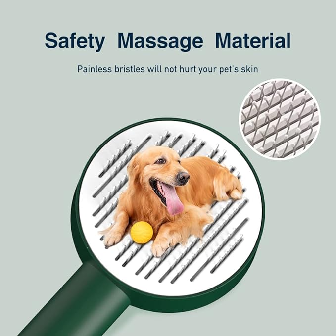 Deshedding Dog Brush with Release Button for Small Pets - Removing Loose Hair, Mats, Tangled Knots - Self Cleaning Bath Brush Supplies