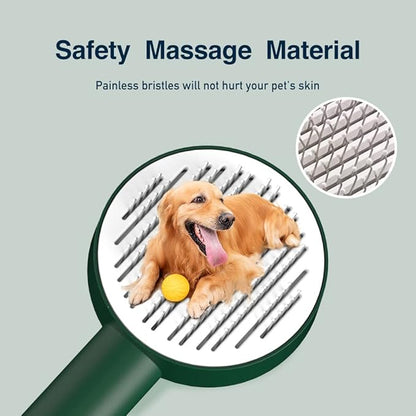 Deshedding Dog Brush with Release Button for Small Pets - Removing Loose Hair, Mats, Tangled Knots - Self Cleaning Bath Brush Supplies