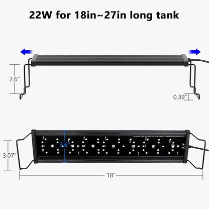 hygger New Mode 24/7 Timer LED Aquarium Light, Auto On Off Full Spectrum Fish Tank Light Fish Colorful/Sun/Nightlight/Wrgb Cycle Mode for Freshwater Plants Tank (for 18in~27in Long Tank)