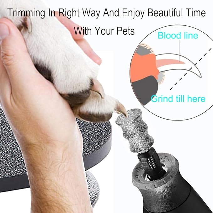 Dog Nail Grinder Attachment for Dremel - 1/8 Diamond Rotary Nail Grinder Bits for Large Medium Dogs Nail Care - Gift Set