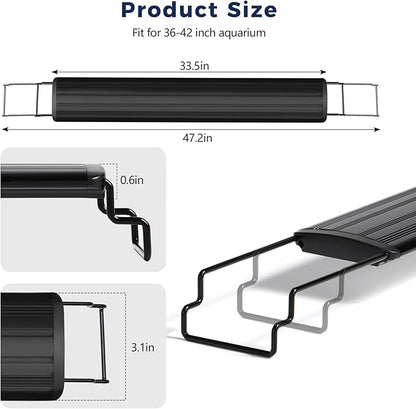 Tatub 23W LED Aquarium Light for 36"-42" Fish Tank, Full Spectrum Fish Tank Light with White Blue Red Green LEDs, 10 Levels of Brightness，Timer Auto On/Off