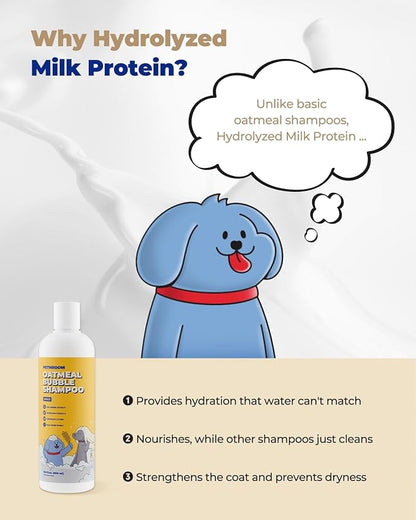 [PETHROOM] Premium Oatmeal Dog Shampoo for Itchy Sensitive Skin Relief – 500ml | Hypoallergenic Dog Shampoo with Oat, Hemp, Lavender & Milk Protein, Dry Skin Treatment, and Allergy Relief (Oatmeal)