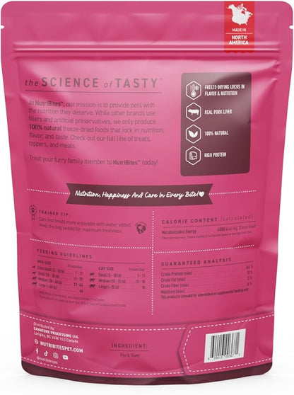 NutriBites Freeze Dried Pork Liver Dog & Cat Treats, 9 oz | Healthy Pet Training Treats or Food Topper | All Natural, Single Ingredient, High Protein | Great for Puppy, Small, Medium, or Large Breeds