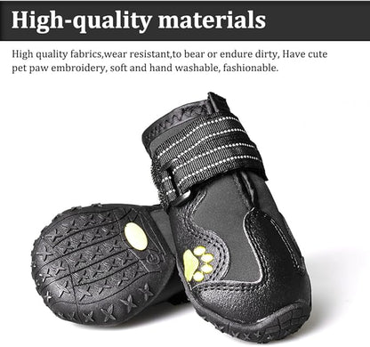 CovertSafe& Dog Boots for Dogs Non-Slip, Waterproof Dog Booties for Outdoor, Dog Shoes for Medium to Large Dogs 4Pcs with Rugged Sole Black