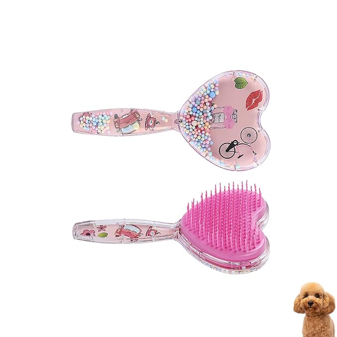 Small Dog Brush, Soft Dog Grooming Brush for Shih Tzus, Yorkies, Maltipoos, Maltese, Love Shape Puppy Massaging Pet Hair Brush, Cat Brush, for Small Dogs Cats of All Hair Types (Rose Pink)