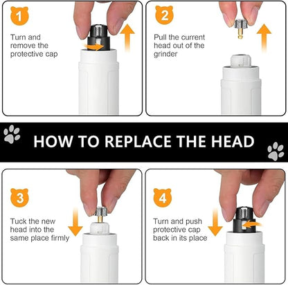 LENONG Fast Cooling Dog Nail Grinder Head with 7-Grooves, Anti-Clogging Diamond Pet Nail Grinder Replacement Bit with Steel Brush for Casfuy and Most Brands (1pcs 80#)