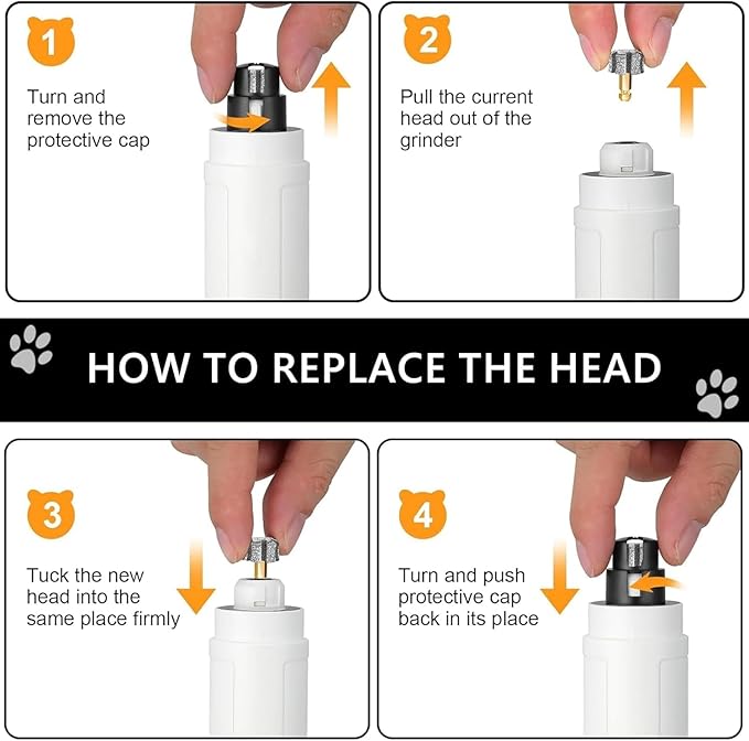 LENONG Diamond Dog Nail Grinder Head with 7-Grooves, Anti-Clogging & Fast Cooling Pet Nail Grinder Wheel Replacement with Steel Brush for Casfuy and Most Brands (1pcs 60#)