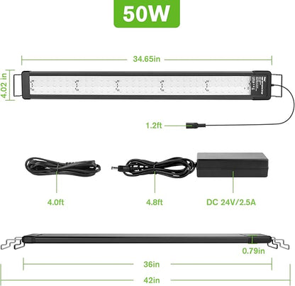 hygger 50W Smart Aquarium Light, Bluetooth LED Light with App Control, Full Spectrum Fish Tank Light with 24/7 Lighting Cycle, 5 Modes, Adjustable Timer, for 36"-42" Freshwater Planted Tank
