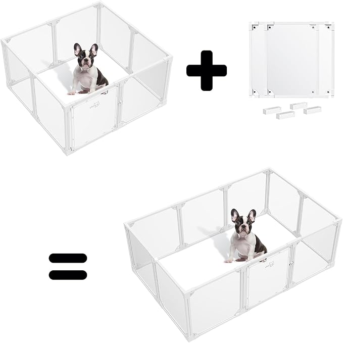 Dog Playpen - Extension Kit, 2 Panels 23.6" H, 4 I-Shape Connectors (23.6" H, 2PCS)