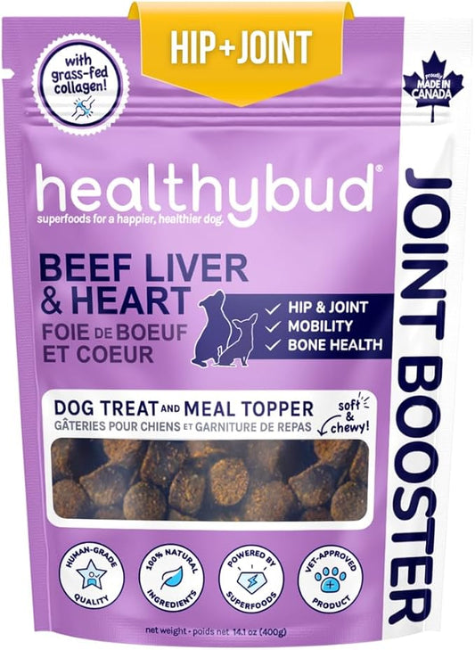 healthybud Hip and Joint Dog Treats - Glucosamine Soft Beef Liver Bites for Senior Dogs, Arthritis Support 4.6oz
