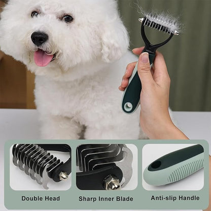 Pet Nail Clippers Trimmer and Grooming Kit, 8 Pieces Pet Grooming Kit - Dematting Comb,Slicker Brush,dog nail trimmer,collapsible bowl and dog toothbrush for Removing Knots and Hair for Dog,Cat