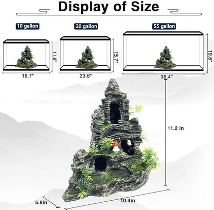 Aquarium Decorations Large and Tall Large Aquarium Decoration for Fish Tank Decorations Fish Tank Ornaments Mountain View Stone Ornament Tree Rock Cave Artificial Fishtank Ornament