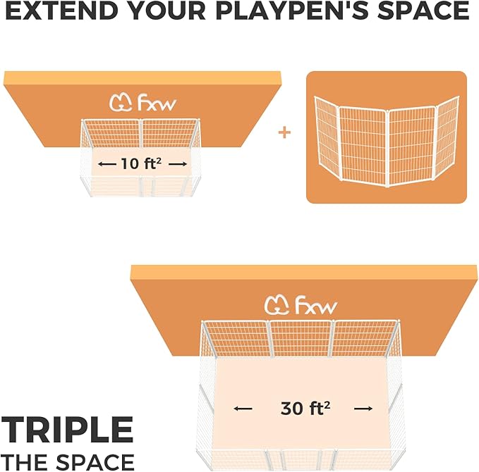 FXW Homeplus Dog Playpen for Indoor Use - Stress-Free and Safe Play, Heavy Duty 45 Inch 4 Panels Dog Pen for Large Dogs, White_atented