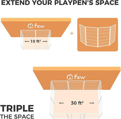 FXW Homeplus Dog Playpen for Indoor Use - Stress-Free and Safe Play, Heavy Duty 45 Inch 4 Panels Dog Pen for Large Dogs, White_atented